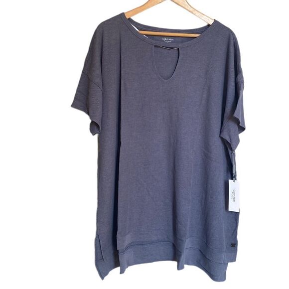 Calvin Klein Performance Keyhole Neck Top Gray Size 2X - Picture 2 of 7